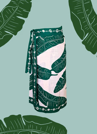 Falda Pareo Hojas de Platano Verde