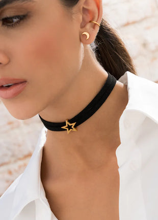 Cuero Estrella + Aretes Oro