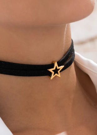 Cuero Estrella + Aretes Oro