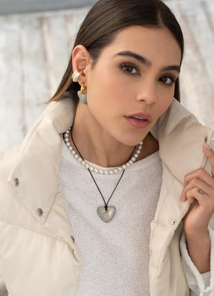 Candongas Doradas 2 En 1 Escarcha