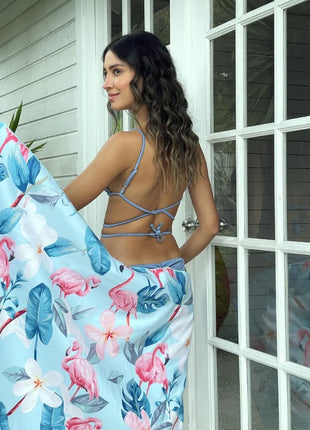 Toalla playera de microfibra Flamencos