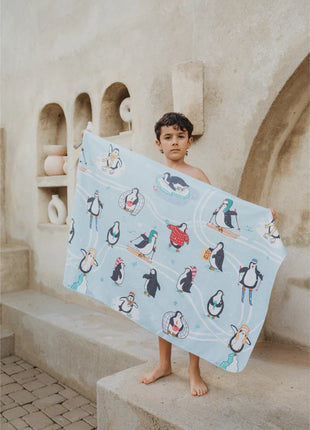 Toalla playera de microfibra Pinguinos