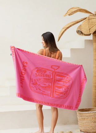 Toalla playera de microfibra Sardina Rosa