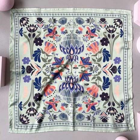 Pañoleta Flori Aqua 70X70