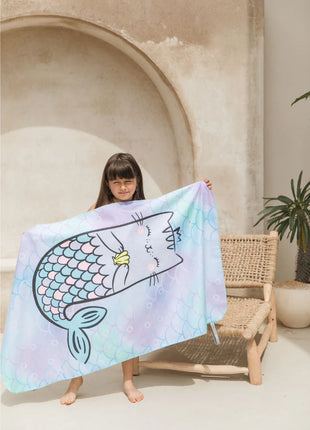 Toalla playera de microfibra Gata Sirena