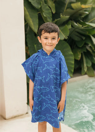 Poncho toalla de Microfibra Tiburones