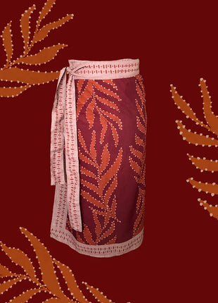 Falda Pareo Hojas Punteadas