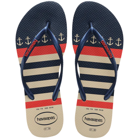 Sandalias Slim Nautical Bege Palha