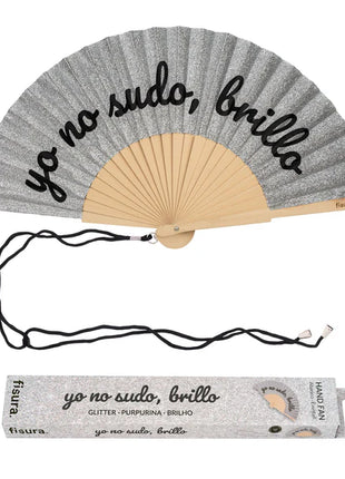 Abanico "Yo no sudo, brillo" Glitter