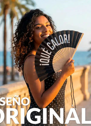 Abanico “Qué calor” negro