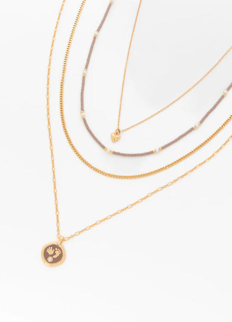 Set X2 Collares Manito Perla + Aretes