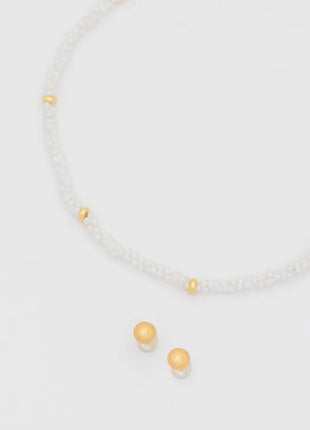 Collar Mini Perla Amorfa + Aretes