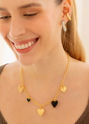 Collar Multicharms Corazones + Aretes