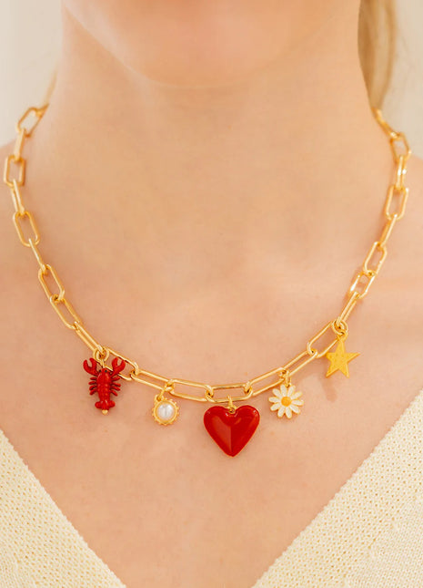 Collar Multicharms Corazon Fiesta