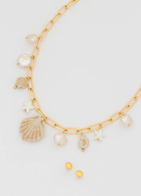 Collar Multicharms Caracoles + Aretes