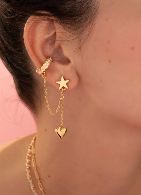 Arete Solitario Estrella Y Corazón