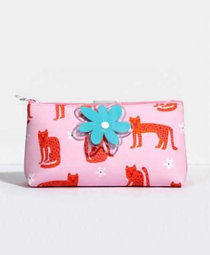 Cartuchera Doble Cat Flower Naranja