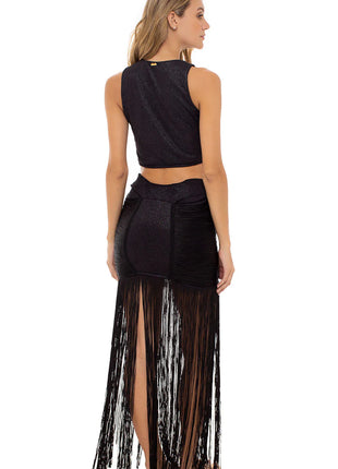 Falda Flecos Dazzling Color Negro Colección Summer Diaries