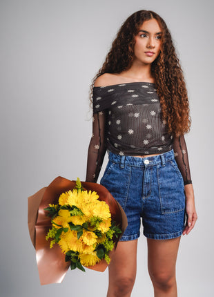Flower mesh top