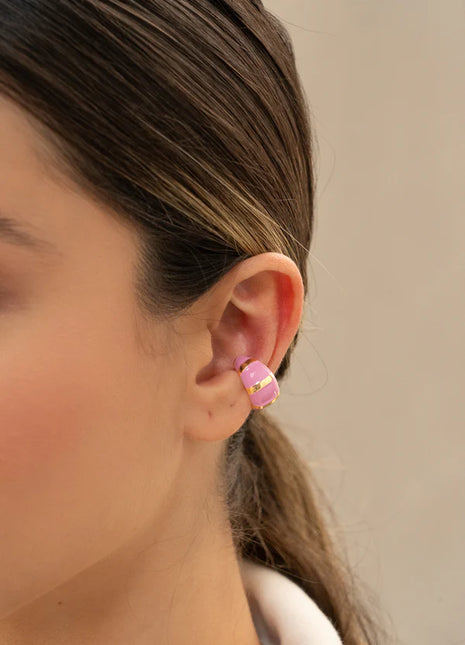 Earcuff Rayas Gold Fuccia