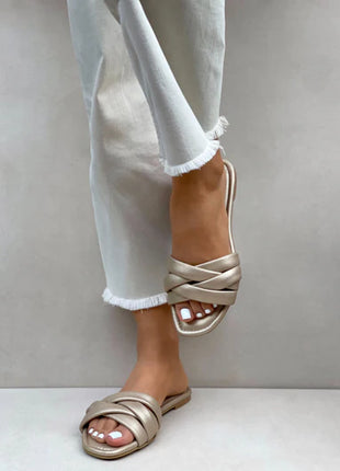 Sandalias Plana Dorado
