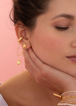 Arete Solitario Estrella Y Corazón