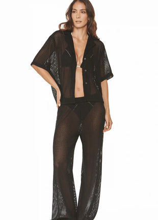 Pantalón Playero Negro Malla Shell
