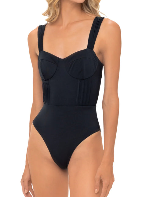 Entero Con Control De Abdomen Negro Sparkly