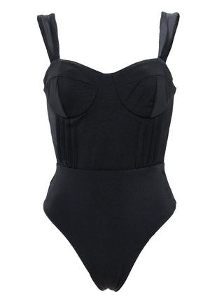 Entero Con Control De Abdomen Negro Sparkly