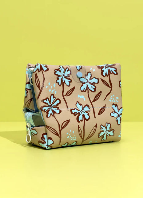 Cosmetiquera Flore Taupe Celeste