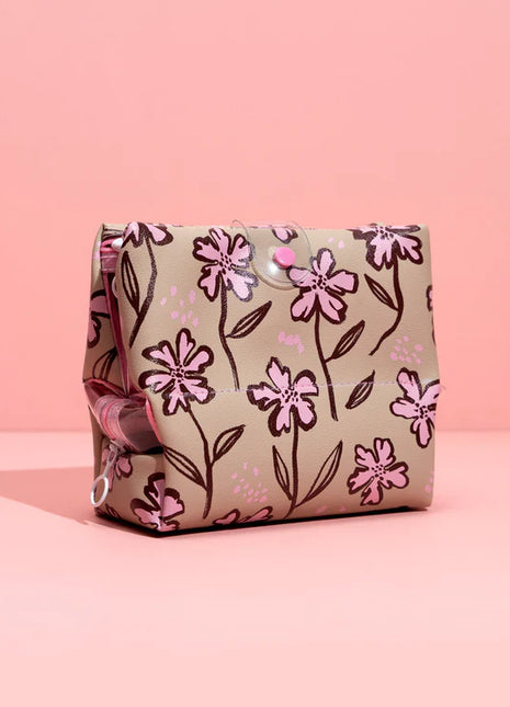 Cosmetiquera  Flore Taupe Rosa