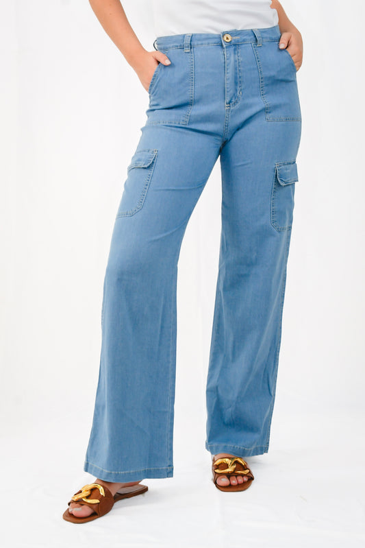 Pantalon Cargo Azul