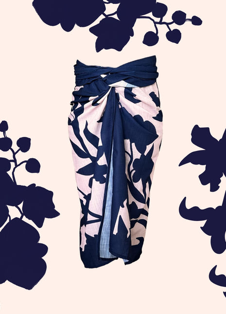 Falda Pareo Floral Azulada