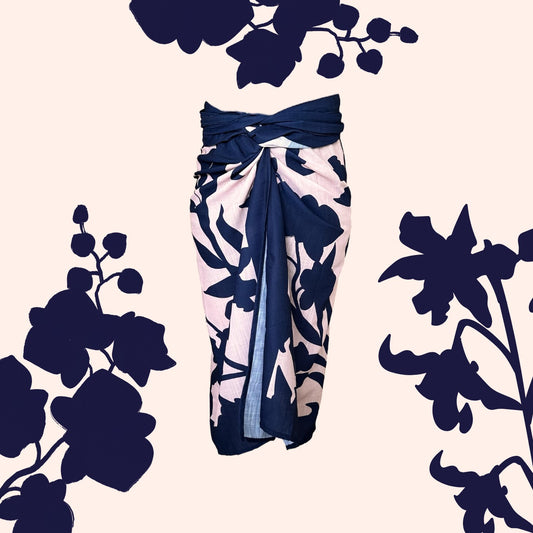 Falda Pareo Floral Azulada