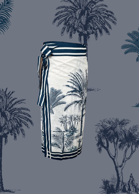 Falda Pareo Palmas Azules