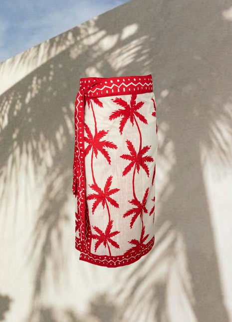 Falda Pareo Palmas Rojas