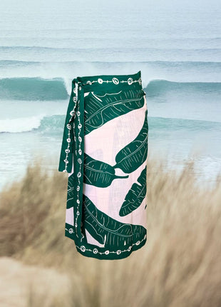 Falda Pareo Hojas de Platano Verde