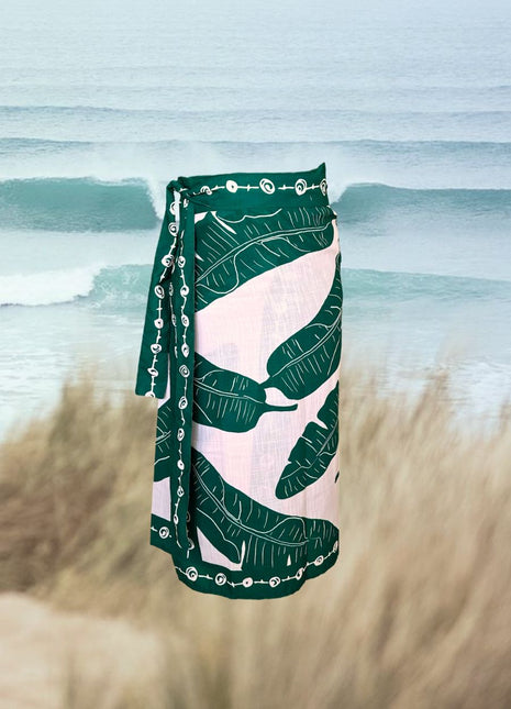 Falda Pareo Hojas de Platano Verde