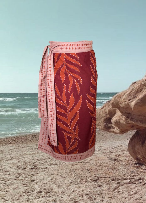 Falda Pareo Hojas Punteadas