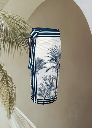 Falda Pareo Palmas Azules