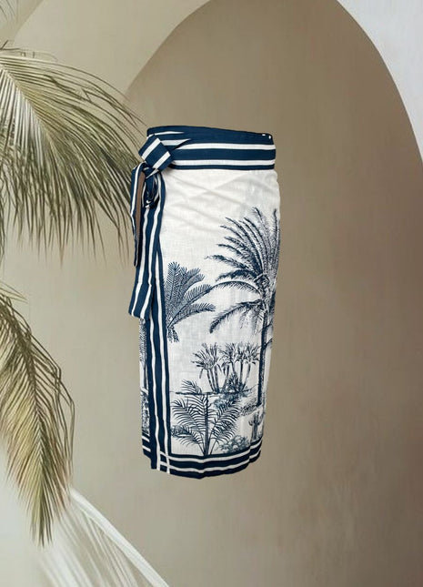 Falda Pareo Palmas Azules
