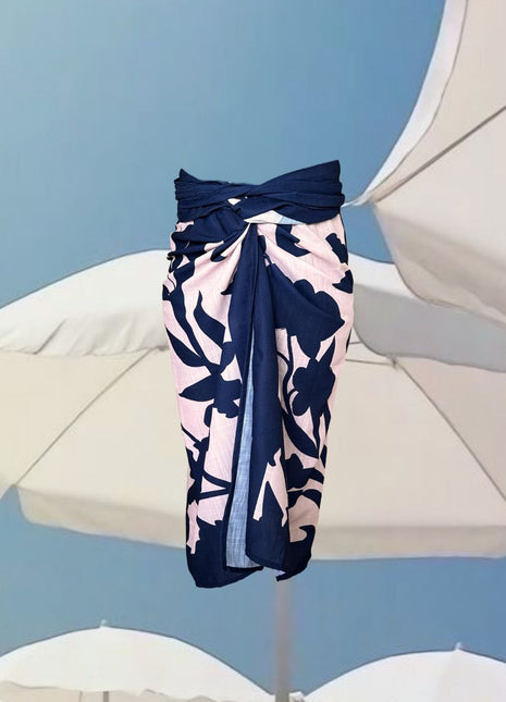 Falda Pareo Floral Azulada