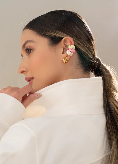 Earcuff Rayas Gold Fuccia