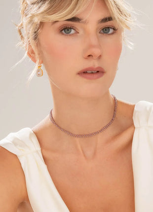 Choker Tejido Lila Translúcido + Aretes
