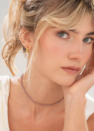 Choker Tejido Lila Translúcido + Aretes