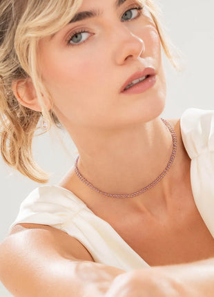 Choker Tejido Lila Translúcido + Aretes