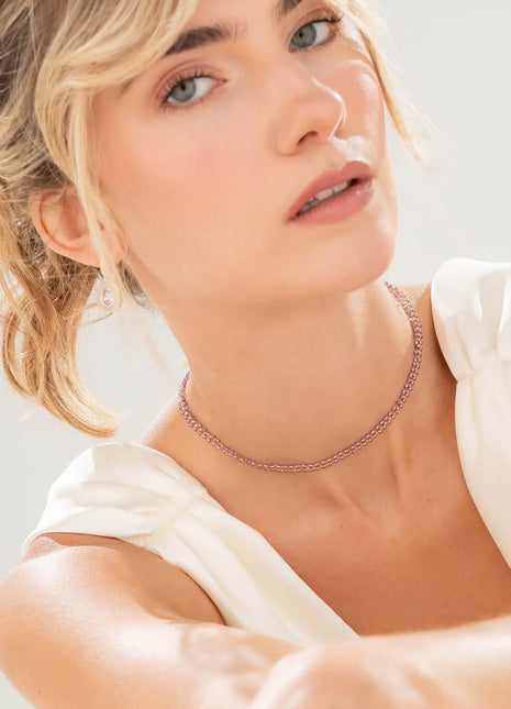 Choker Tejido Lila Translúcido + Aretes