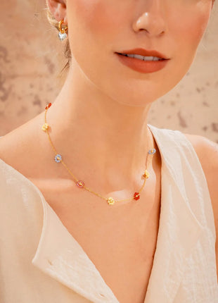 Choker Flores Multicolor + Aretes