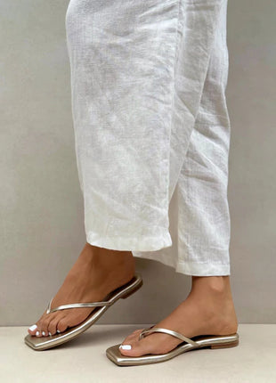 Sandalias Plana Dorado