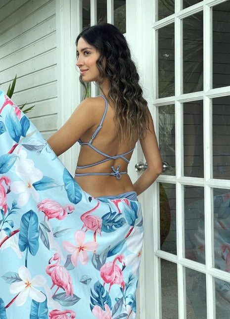 Toalla playera de microfibra Flamencos